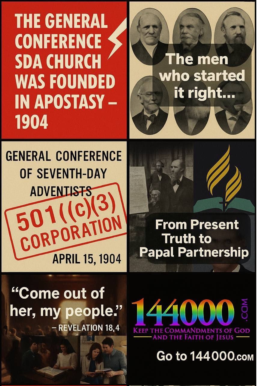 The 1904 GC-SDA Trademark Apostasy – Identity Theft of the Real SDA Church by Papal Partnering 501(c)(3) Corporation
