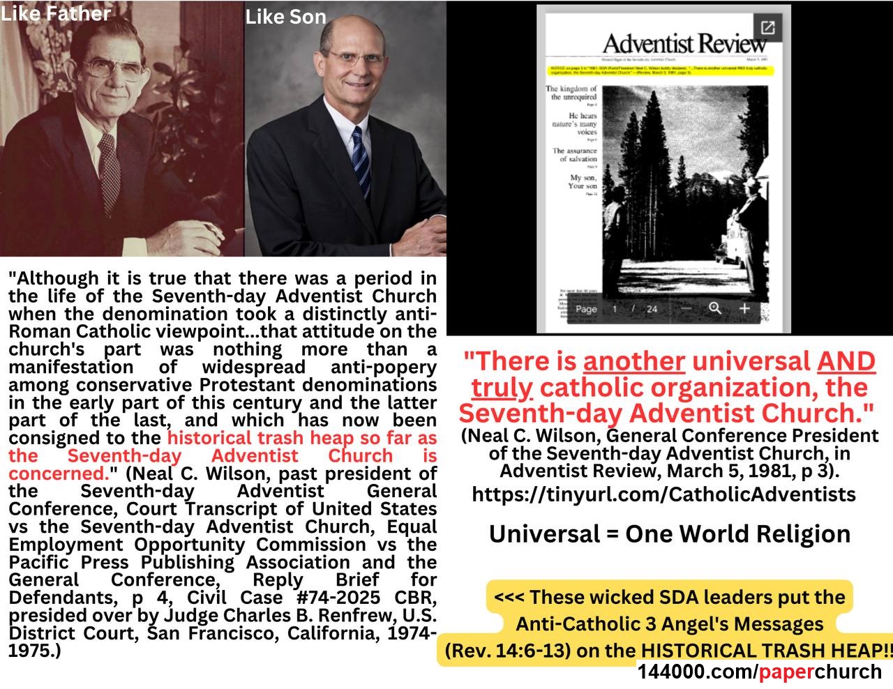 144000.com/paperchurch – The 1904 General Conference Corporation Articles of Incorporation: How the SDA Church United with the State, Became a 501(c)(3) Religious Entity, and Fulfilled the Image of the Beast Prophecy. Babylon is Fallen — Warning from the 144000 ADO Message