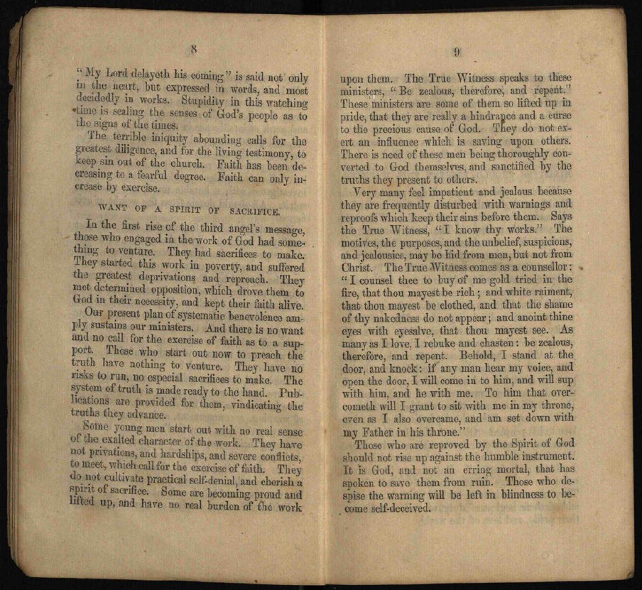 'Testimonies for the Church' No. 23, Page 8-9, by Ellen G. White