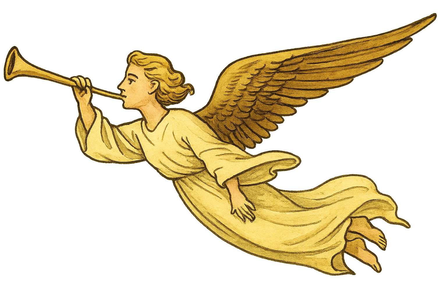 Angel blowing trumpet – Three Angels’ Messages Revelation 14