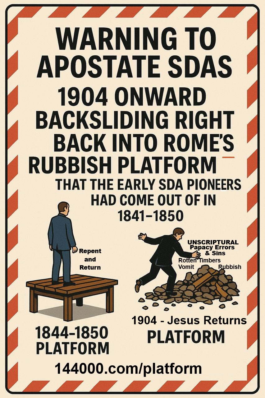 Repent and Return to the Adventist Pioneer Platform 1841–1850 — Expose 1904 GC SDA Apostasy — Ellen White Warning
